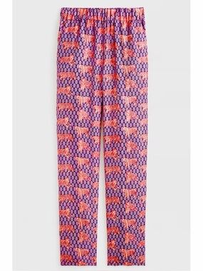 J. Crew Silk Easy Pants Roaming Tigers Print Pull On